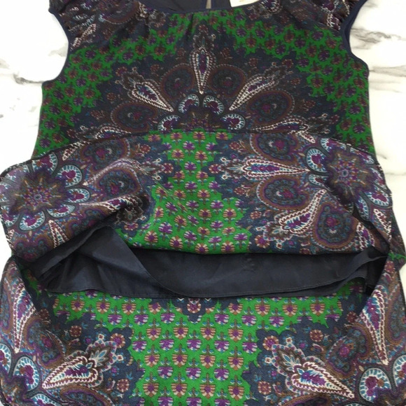 Charlotte Brody Blouse Womens XS Green Blue‎ Wool Boho Top Lined Medallion - Picture 9 of 12